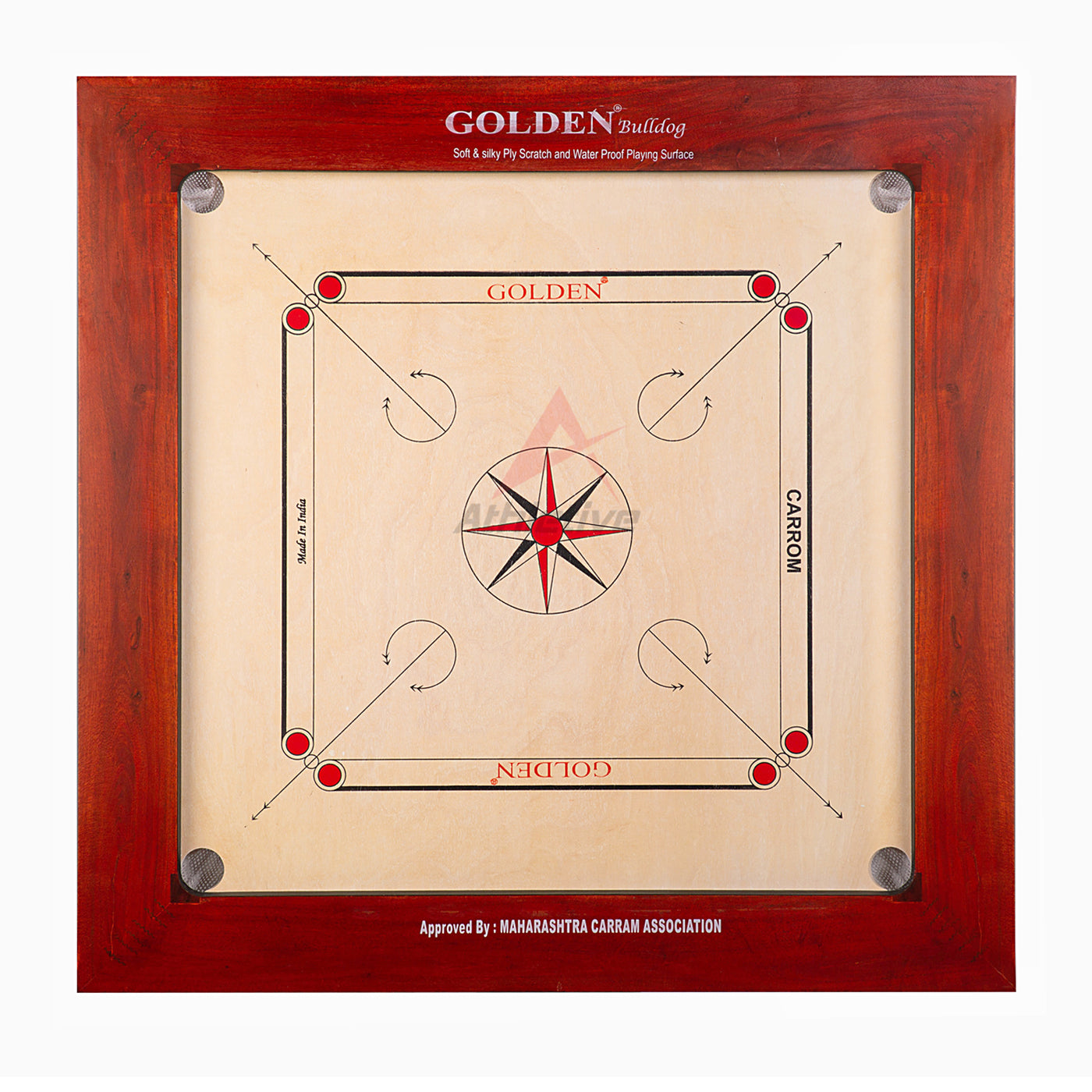 Golden Golden Bulldog Carrom Board - 28 mm freeshipping - athletive Carrom Board athletive