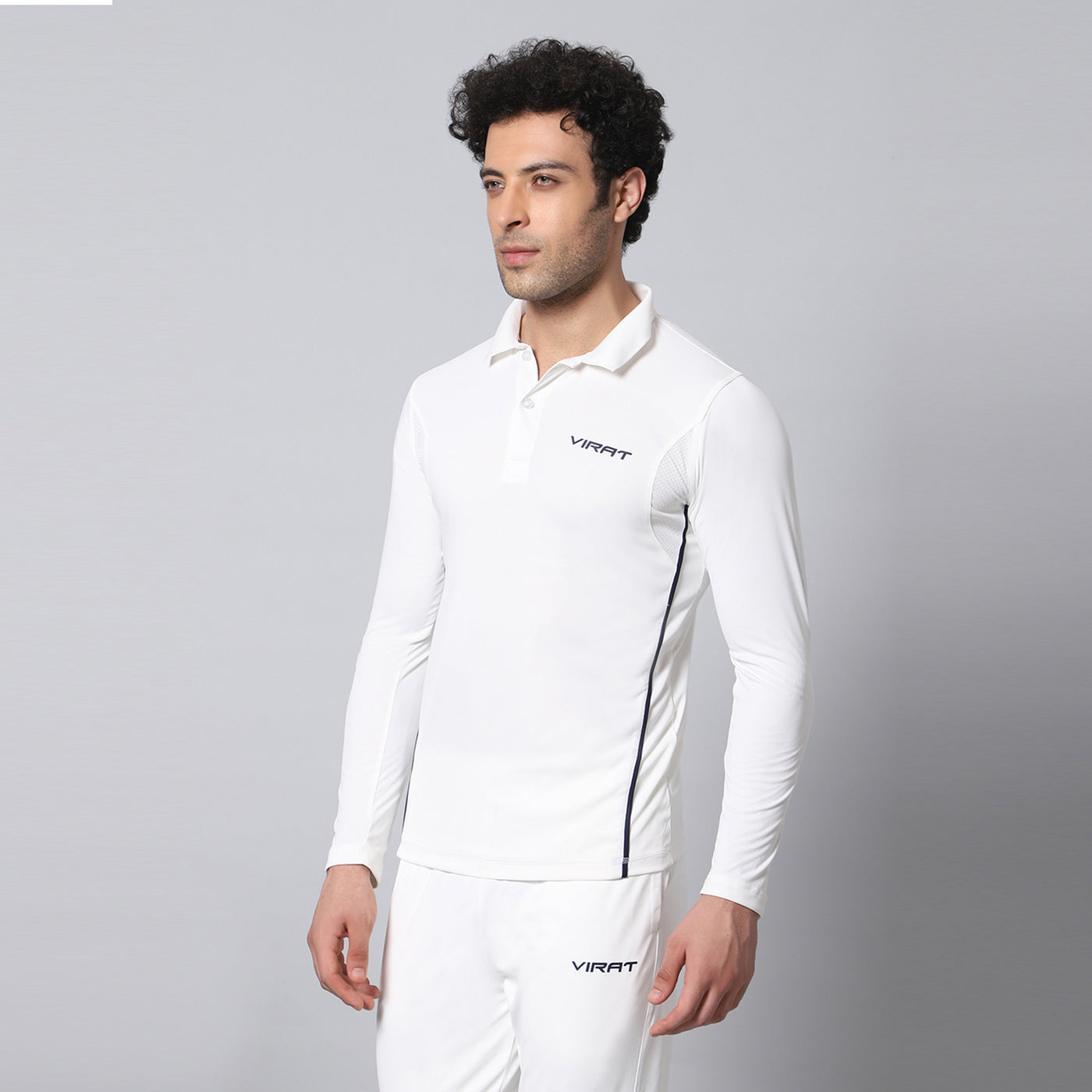 Virat Air-Mesh Cricket Whites Full Sleevs T-shirt