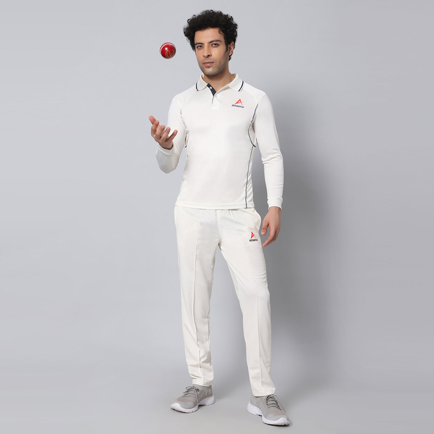 Athletive Air-Mesh Cricket Whites Full Sleevs T-shirt