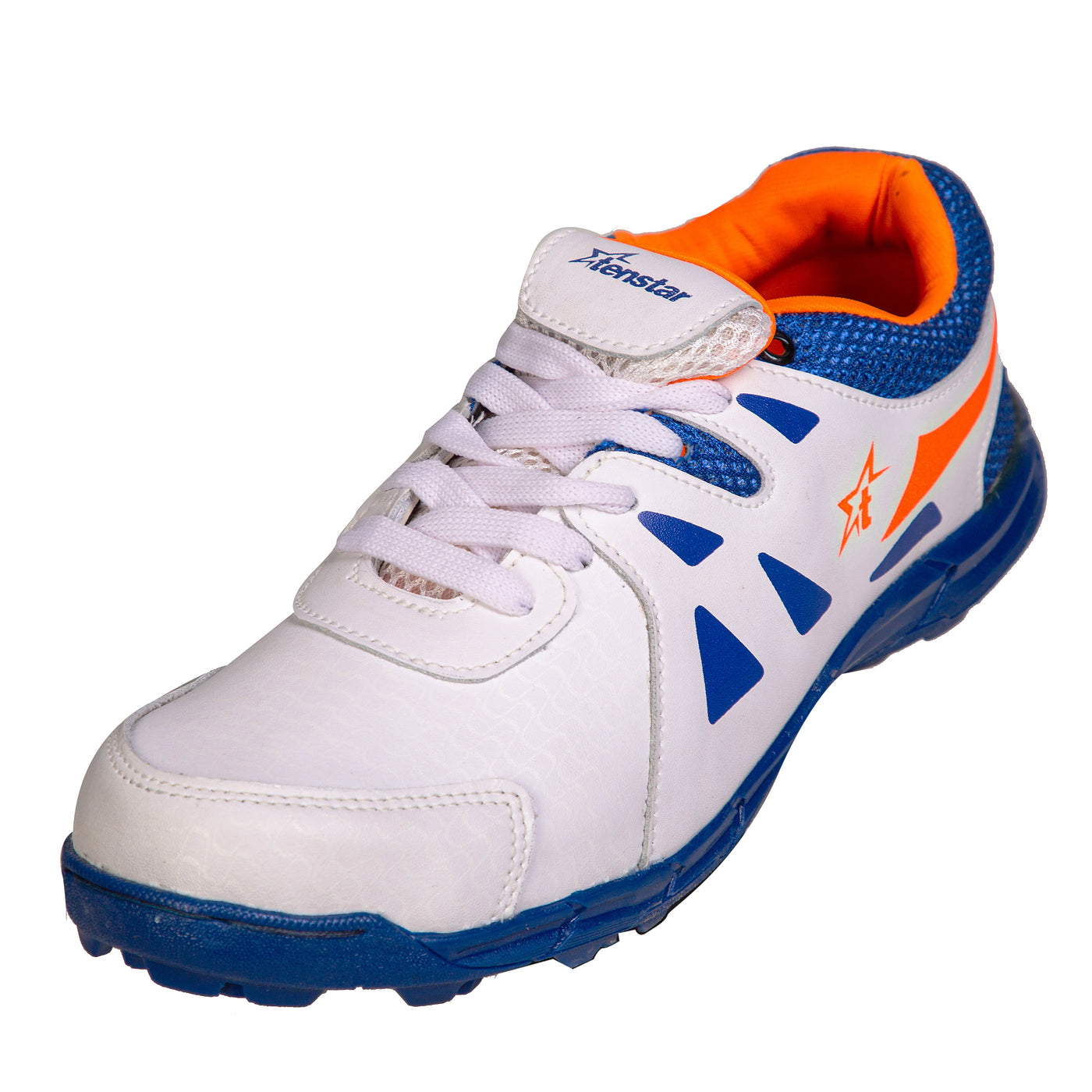tenstar white orange cricket jogging sport shoes 