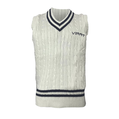 Virat Test Cricket Whites Traditional Sweater Sleevless